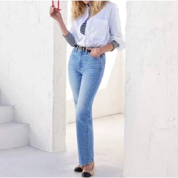AYR The Lala Jeans Light Medium Wash High Five Straight Leg Pants 27